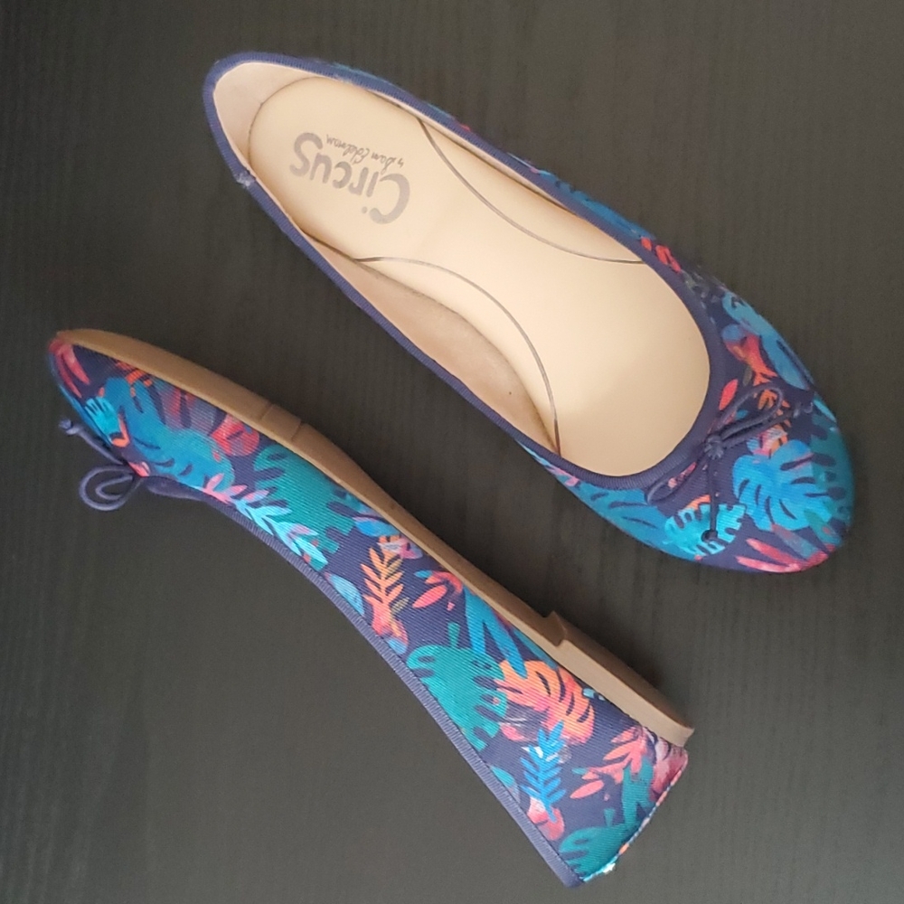 Sam Edelman Circus Charlotte tropical multicolor print ballet flats size 10.